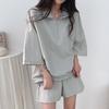 Women Korean Chic Sports 2-Piece Outfit Half-Zip Polo Top & Shorts Set 5-Point Sleeve Loose Casual Tracksuit S-3XL