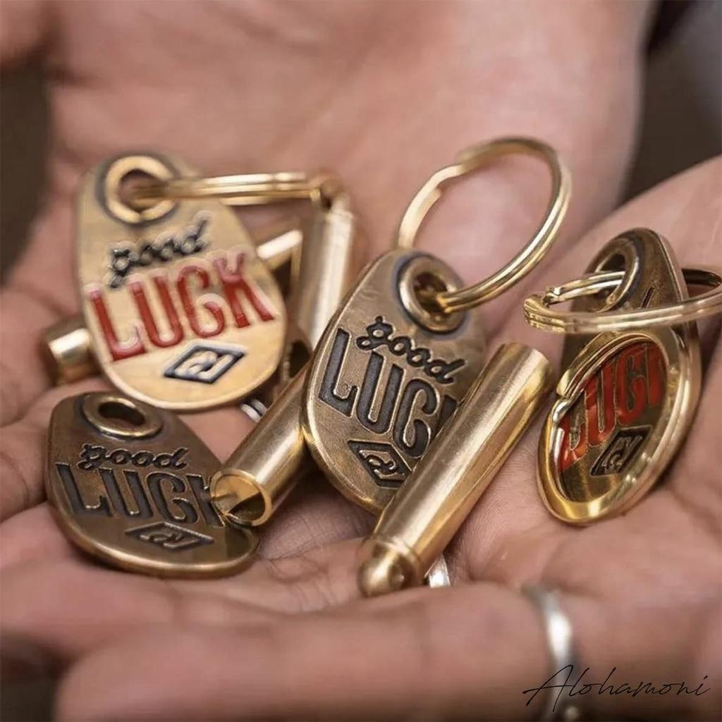 [ALOHAMONI] Brass GOOD LUCK Vintage American Key Chain Key Ring American Casual Miscellaneous Goods