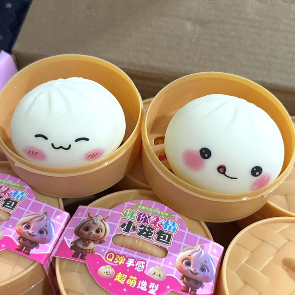 Rot Colorful Dumpling Squishes Stress With Steamer Cute Anxiety Toy Soft Decompression Dough For Adults Simulation Skateboard