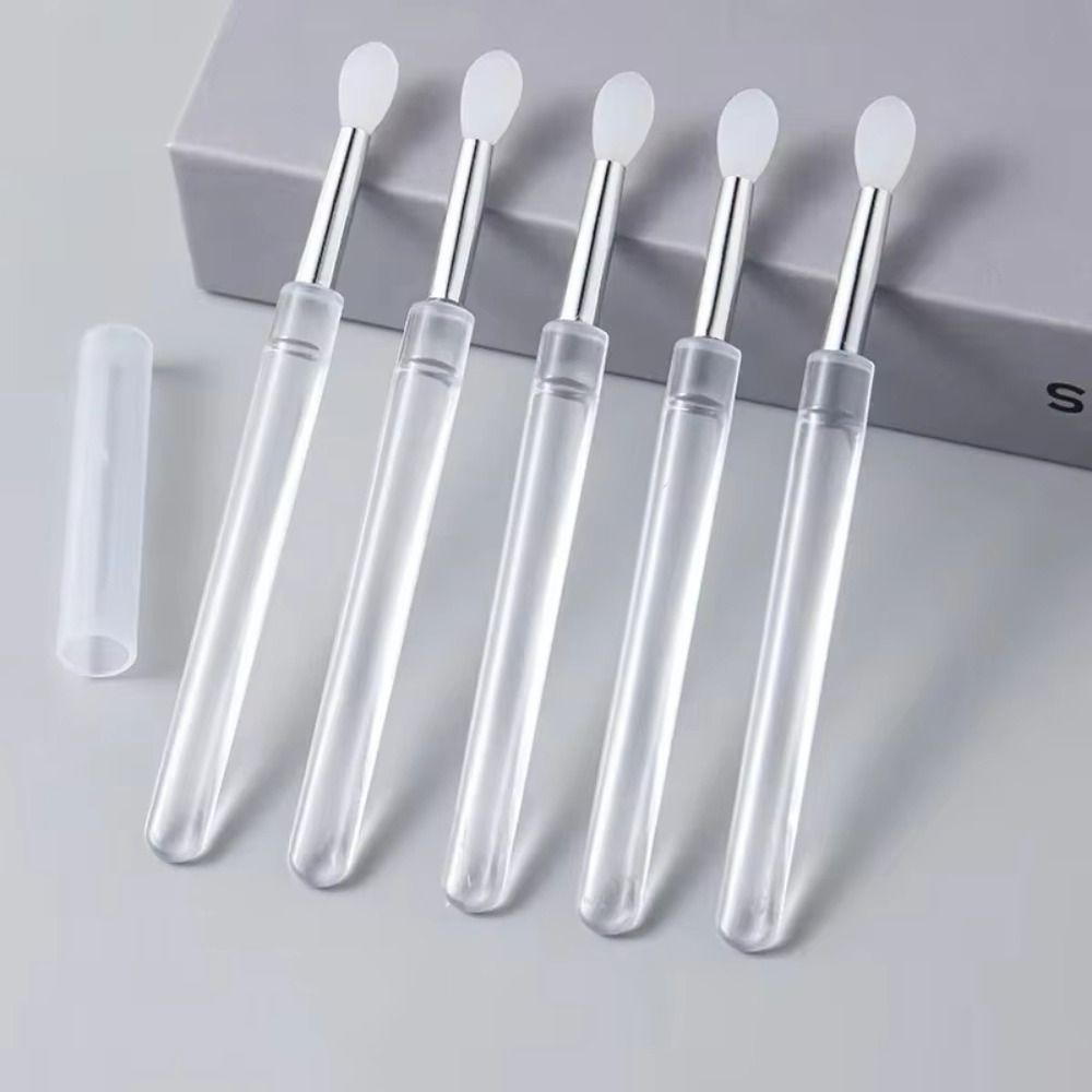 10PCS Transparent Silicone Nail Art Brush Reusable Soft Silicone Applicator Sticks Portable Universal Nail Glitter Applicator