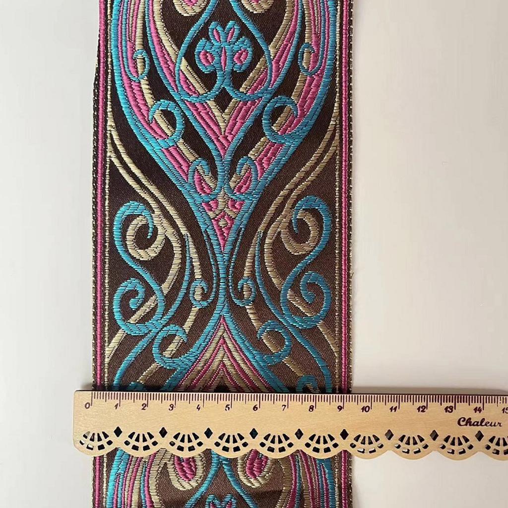 4.92yard Fabric Ribbon Vintage Flower Embroideried Trim Woven Ribbon Fabric Trim Fringes for Sewing Crafting