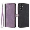 For Samsung Galaxy A17 PU Leather Case with Strap Phone Cover Stand Side Magnetic Button Design