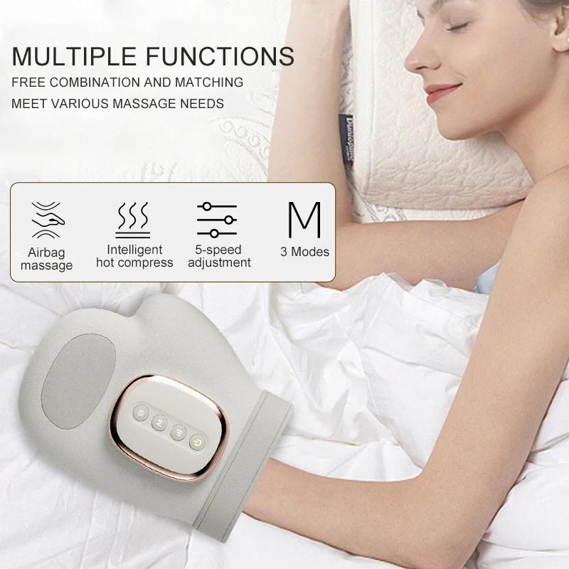 New Electric Hand Massager Gloves with Airbag Compression Vibration Heat Hand Finger Wrist Massager for Carpal Tunnel Relieve Intelligent Heat Therapy
