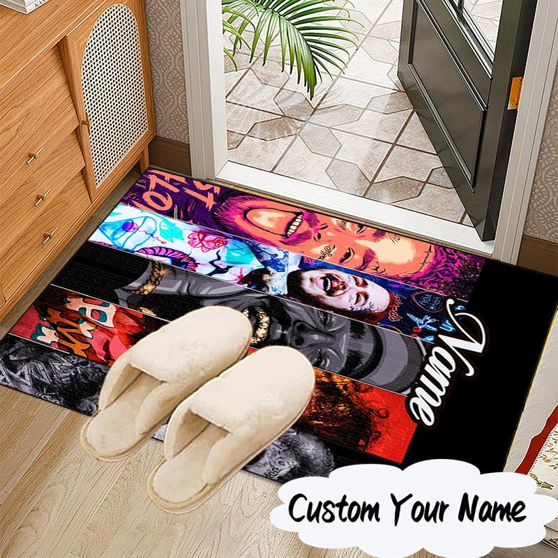 Custom Name Post Malone Artwork Rug for Living Room, Game Rooms, Office, Bedroom, Floor Mat Playful Design, Fan Gifts Christmas Decor