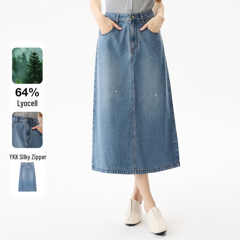 Women s Lyocell Blend A-Line Denim Skirt L