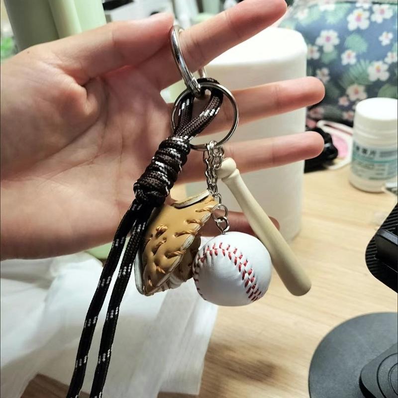 Sports Baseball Keychain Mini Bag Charm Pendant for Teens Athletes Backpack Purse Decoration Birthday Gift