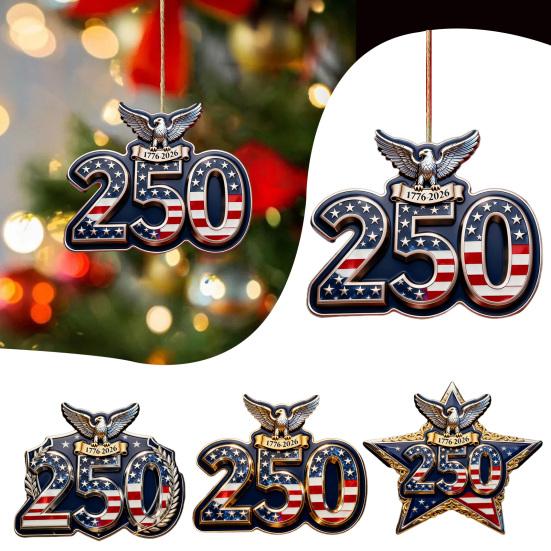 4Pcs/Set America 250th Anniversary Decoration 2D Flat Acrylic Pendant 1776 To 2026 Commemorative Hanging Ornament for Xmas Tree Door Car