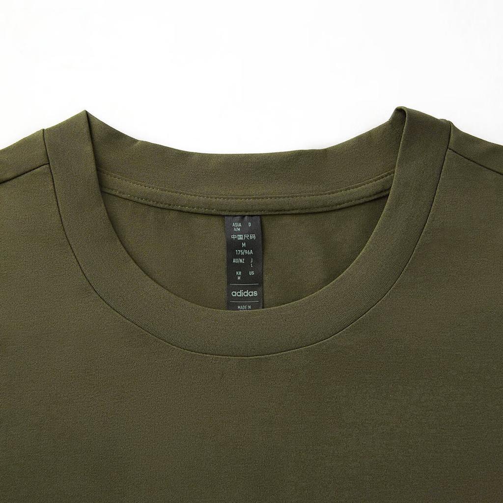 Adidas Sports Series Round Neck Pullover Comfortable Short Sleeve T-Shirt Unisex Tops Rock-Olive-Green JI8478