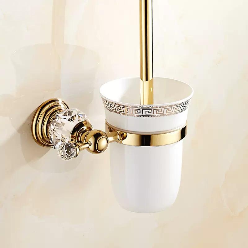 Spazzolino da Toilette in Acciaio Inossidabile Portaspazzolino per la Pulizia del Bagno con Serie Cristallo Oro Forniture Sanitarie in Ceramica Set Spazzolino da Toilette