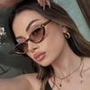 Vintage Small Cat Eye Sunglasses For Women Trendy Half-Frame Sun Glasses Retro Fashion  Style Shades Eyewear