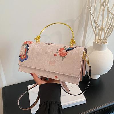 Bow Flowers Embroidery New Chinese Style PU Zipper Fashiable Women's Handbag Square Bag 2026 New Versatile Crossbody Bag