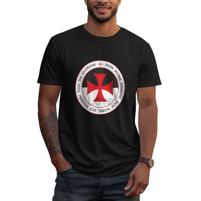 T-shirt Stampate Personalizzate con Croce dei Cavalieri Templari Uomo Estate Comode Traspiranti T-shirt Unisex 100% Cotone Manica Corta T-shirt Top