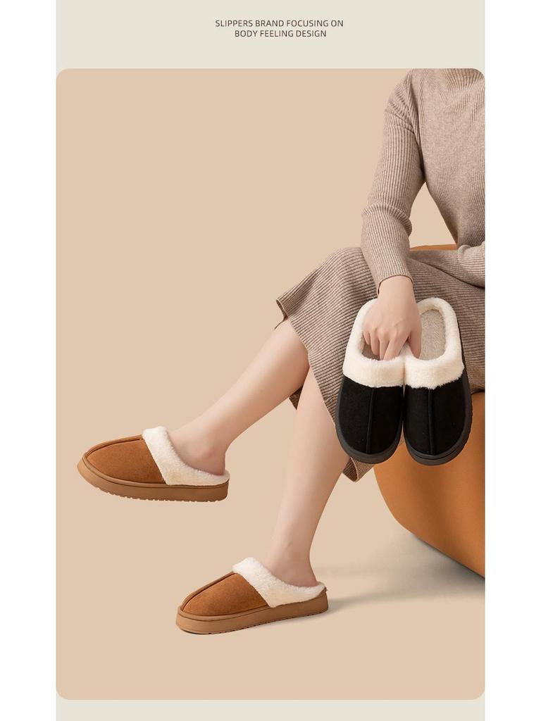 Luxurious Cotton Slippers for Couples - Non-Slip, Thick Sole, Warm & Fluffy for Autumn/Winter Indoors