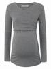 Bellybutton Maternity Women' Gray Nursing Blouse with Wrap Pattern