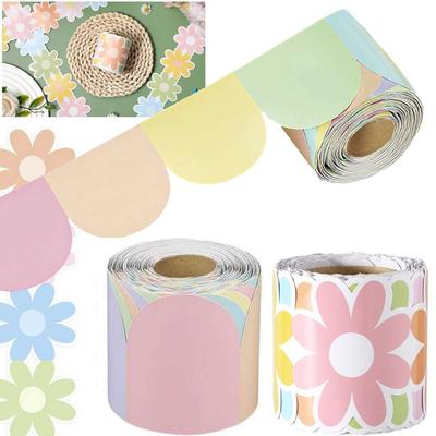 Neue farbige Poster-Randaufkleber Blume DIY Welliger Rand Papier Wasserdichte Wanddekoration für Klassenzimmer Pinnwand Zuhause Party