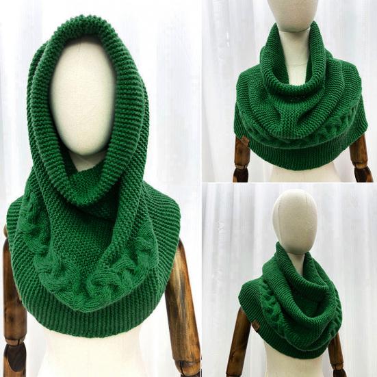 Zimní vlna pletení šátek Ženy Muži Jednobarevné Šála Šátek Twist Struktura Všestranná teplá čepice Šála na dvojí použití