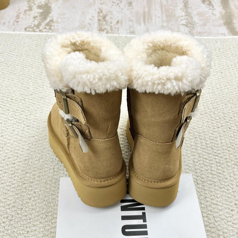 Winter neue Pelz-integrierte warme Schneestiefel, bequem und leicht mit einem Pedal, mittelhohe Stiefel mit dicker Sohle für Damen