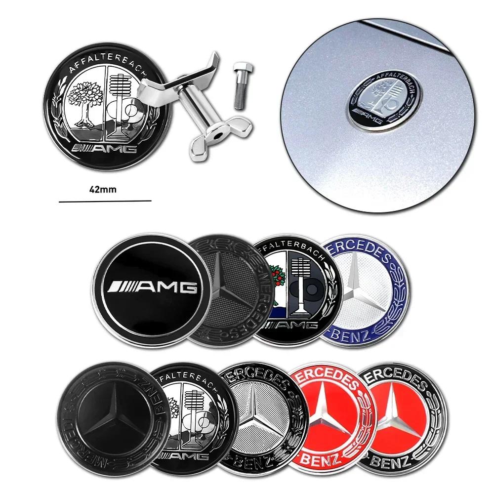 Autoaufkleber Für Mercedes Benz 42MM Auto Frontklappen-Emblem-Abdeckungen Auto-Dekorationszubehör Für Mercedes Benz AMG A B C D M S R