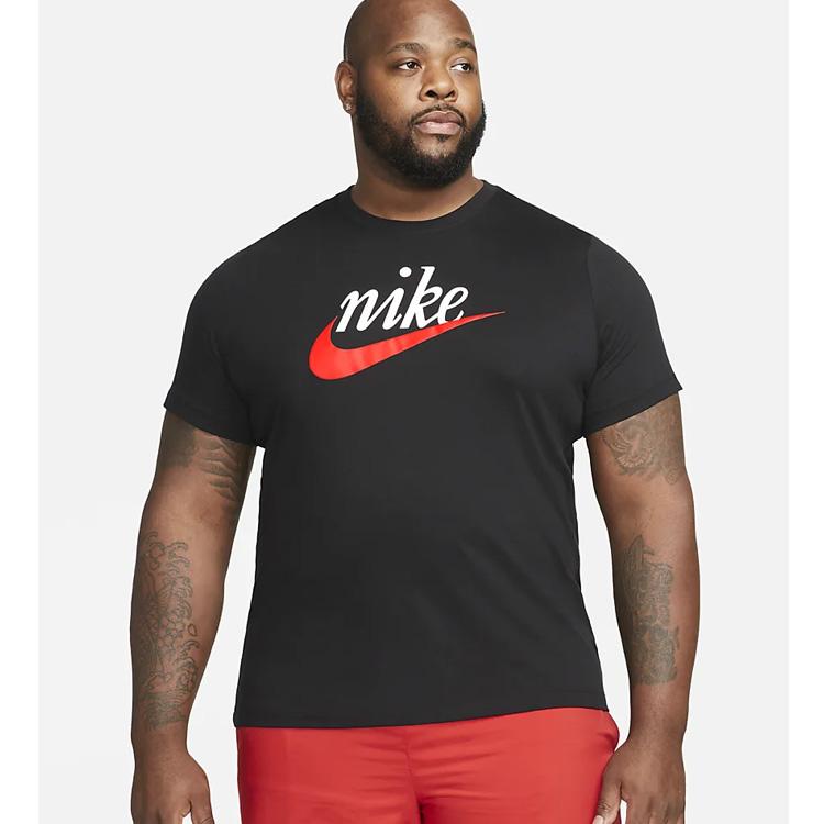 Nike Logo Print Crew Neck T-Shirt Men Tops Black DZ3279-010