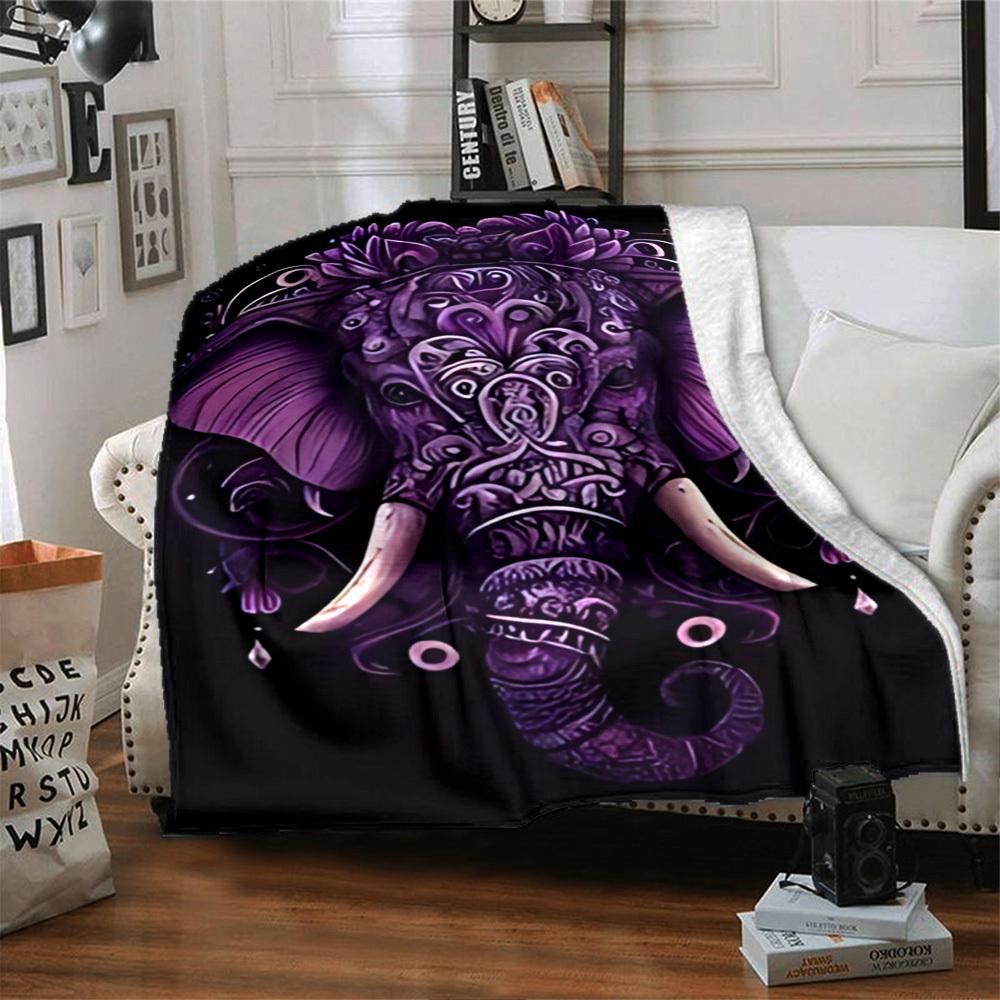 1pc Elephant Pattern Throw Blanket Soft Flannel, Cozy All Season Polyester Perfect for Home, Office