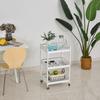 Wooden Kitchen Serving Trolley with 3 Shelves and Wheels, 45x38x78cm, White