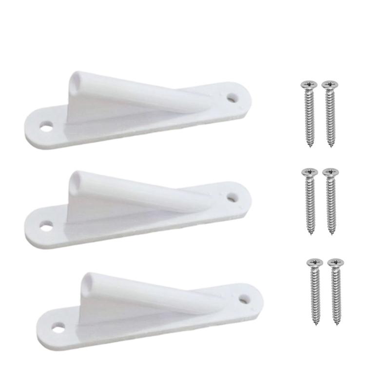 Plastic Flagpole Mounting Brackets, 3 Pack Mini Flag Holders with Angled Cylindrical Sockets and Two-Hole Bases for Decorative Displays