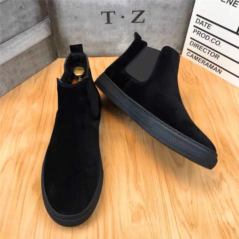Fashion Faux Suede Leather Men's Boots High Quality Men Working Boots Brand Designer Casual Shoes British Style Ankle Botas Para Hombre