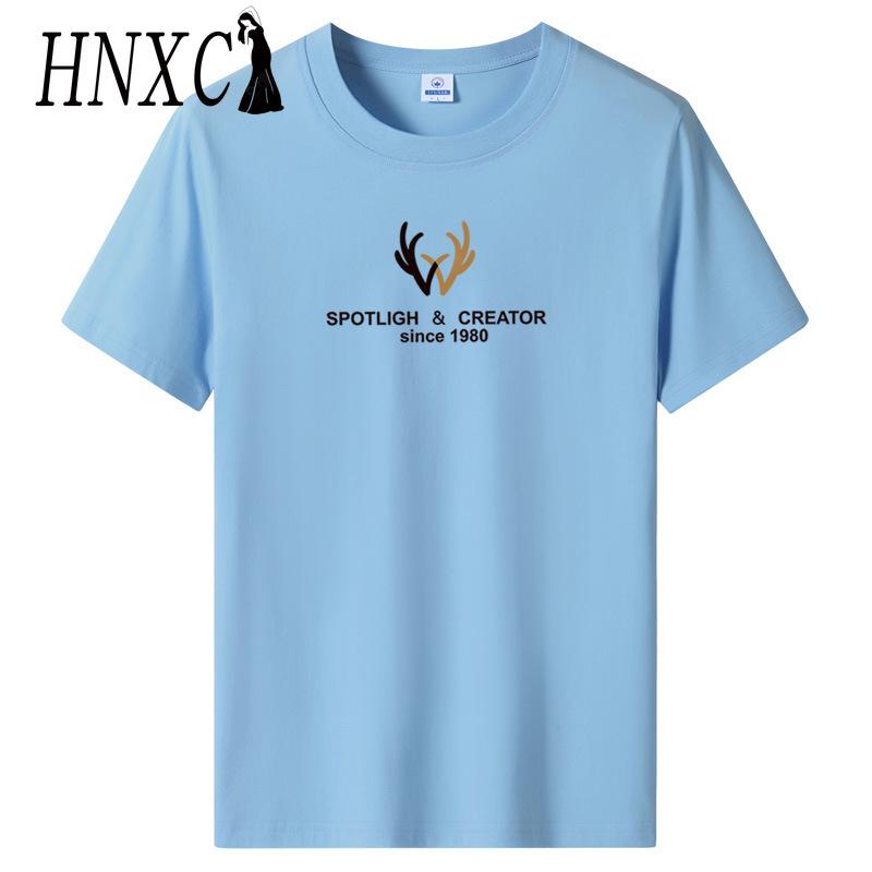 HNXC Cotton Short Sleeve T-shirt Men's Fashion Loose Half Sleeve Shirt Printed Compassionate Shirt