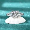 S925 Sterling Silver Women's Engagement Ring with Four-Prong Double Row Pavé, Small Stones, D Color, 2.5 Carat Moissanite
