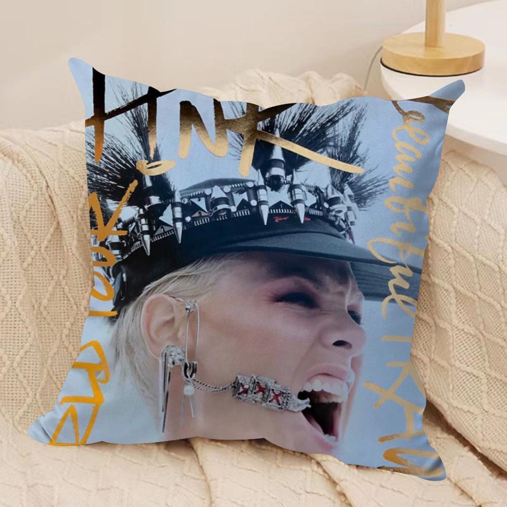 Pink Trustfall Pnk Singer Cushion Cover Silky Short Plush DoubleSided Printed Pillow Case for Sofa All Seasons Home Decor Gift