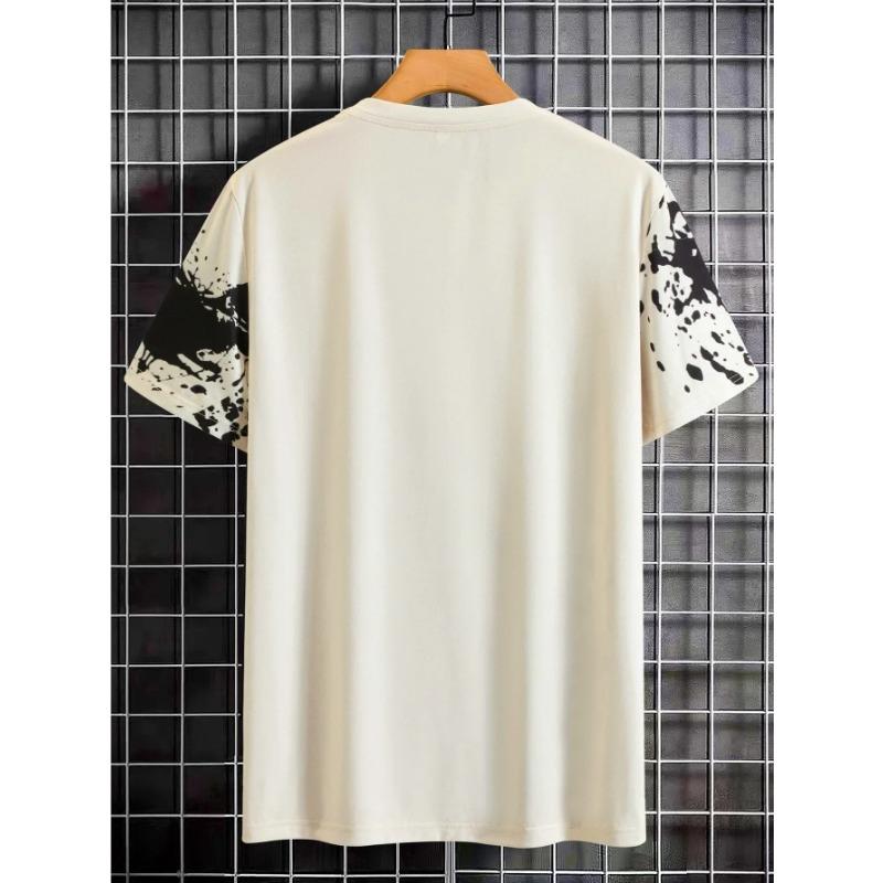 Fashionable Casual Men's Butterfly Splash Ink Printed T-shirt Comfortable Breathable Quick Drying Short Sleeved T-shirt