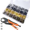 100er Set Vierfarbige Edelstahl-Druckknopf-Kit - Ohne Nähen Starke Zange & Weiße Knopfverschlüsse für Plane