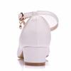 Weiße Damenschuhe Sexy Braut Party 3CM Spitzpumps Runde Spitze Flacher Ausschnitt Schnalle Dicke Hohe Absätze