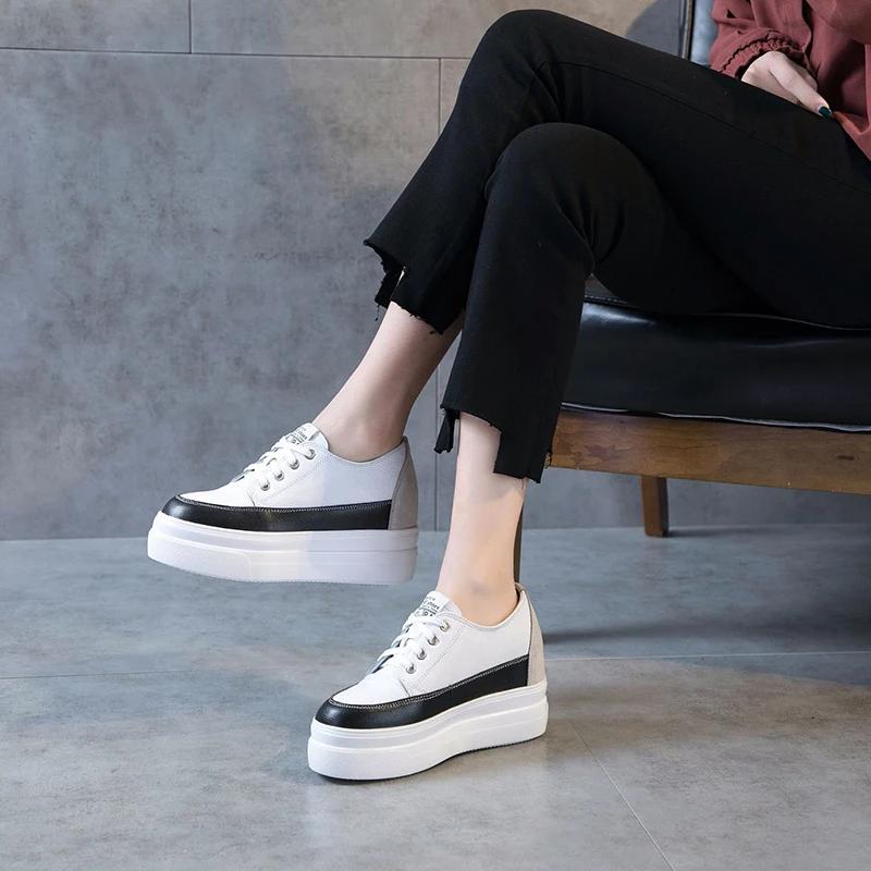 Fashion Casual Sport Sneakers Women Thick Bottom Shoes Woman 2024 Fashion Chunky Flat High Heel Tennis Females Platform Splicing Daily