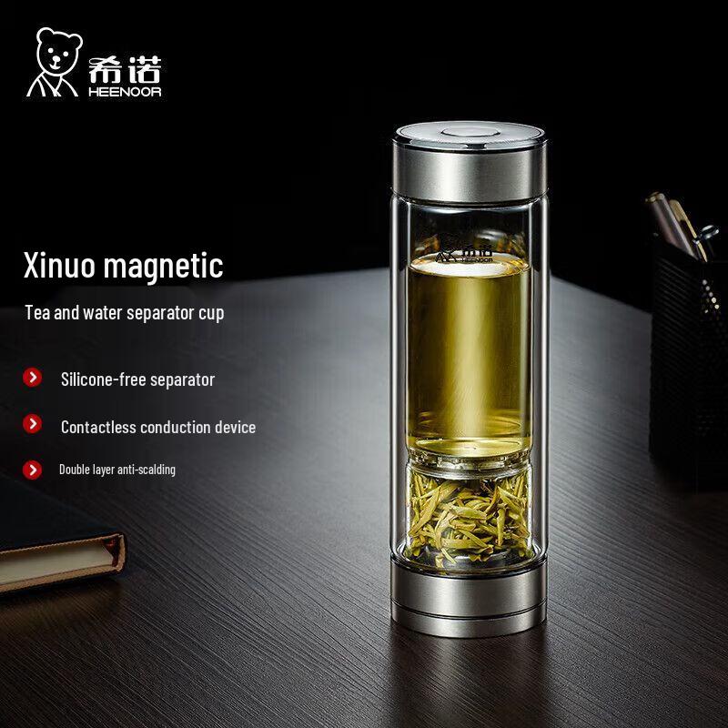 Heenoor Magnetic Double-Layer Tea Infuser Glass Cup
