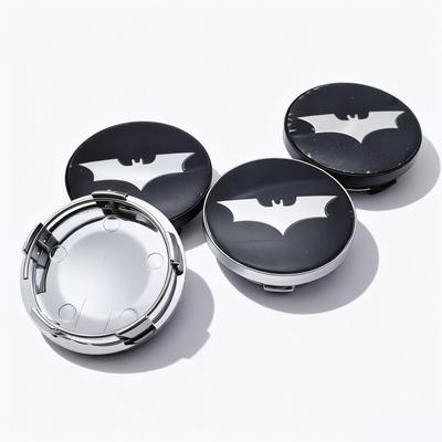 4pcs Black Silver BAT Logo Emblem Car Wheel Center Caps 58MM 54MM Wheels Hub Cap Rim Hubcaps Dust Cover Replace Car Accessories
