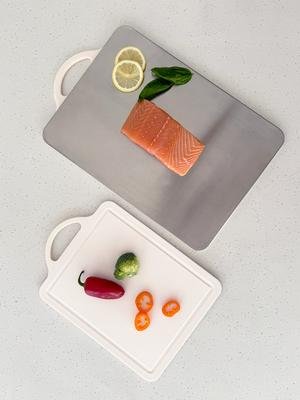 Acacia Non-abrasive Double-Sided Cutting Board SUS304 Stainless Steel Baby Food Hygiene Meat Antibacterial Camping Kitchen Cutting Board