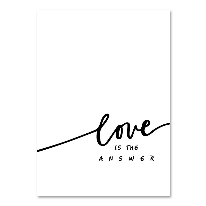 Schwarz-weißes Lebenszitat auf Leinwand, Gemälde im skandinavischen Stil, Liebesposter und Druck, nordische Wandbilder für Wohnzimmer, Heimdekoration