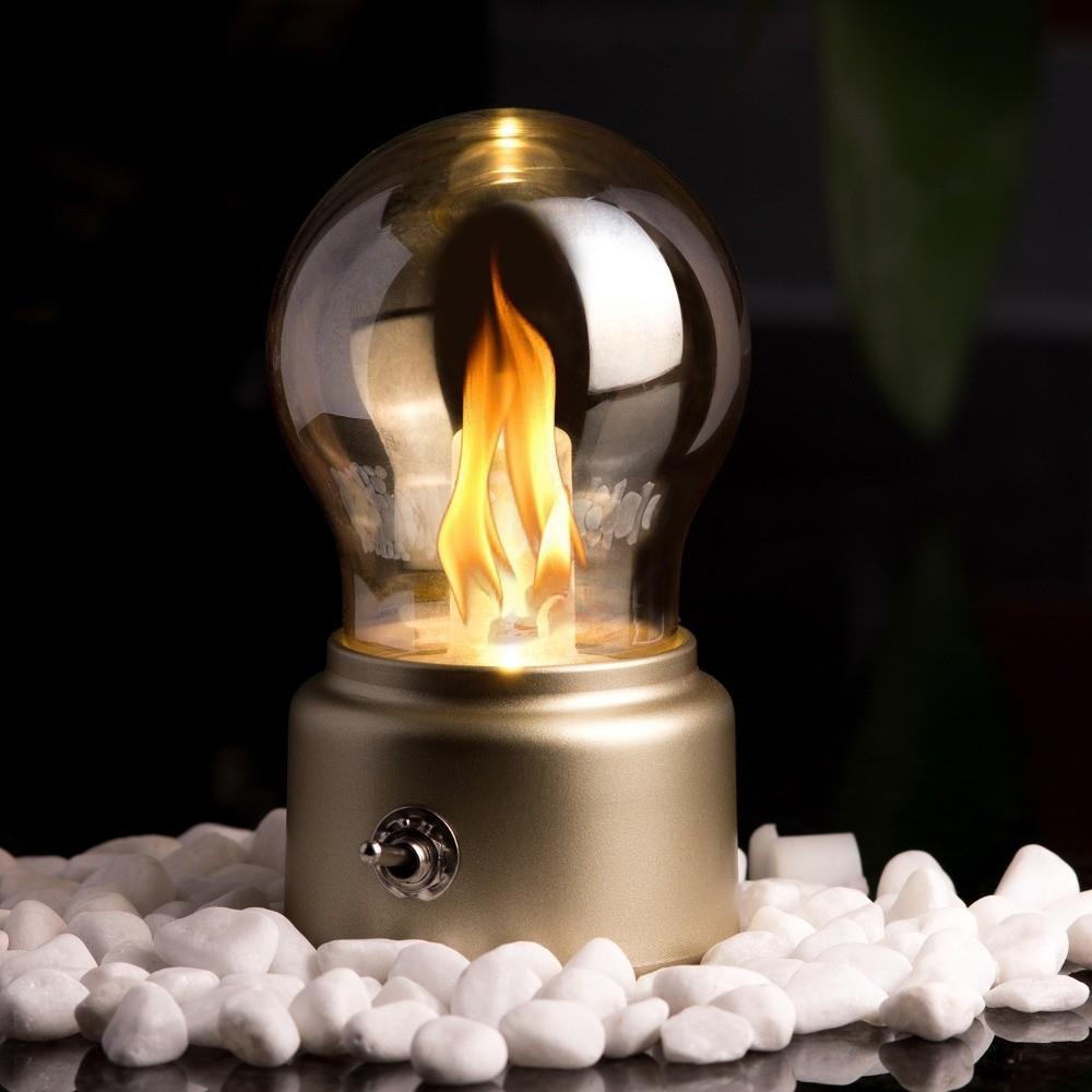 Glass Lampshade Night Light Flame Tip Design Atmosphere Lamp Simple Desk Lamp  Table