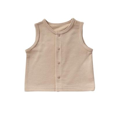 Fleece Vest Against Cold and Air Simple Outerwear Made In Japan OP-mini [protects Conditioning] Baby/kids (70-80cm, Beige)