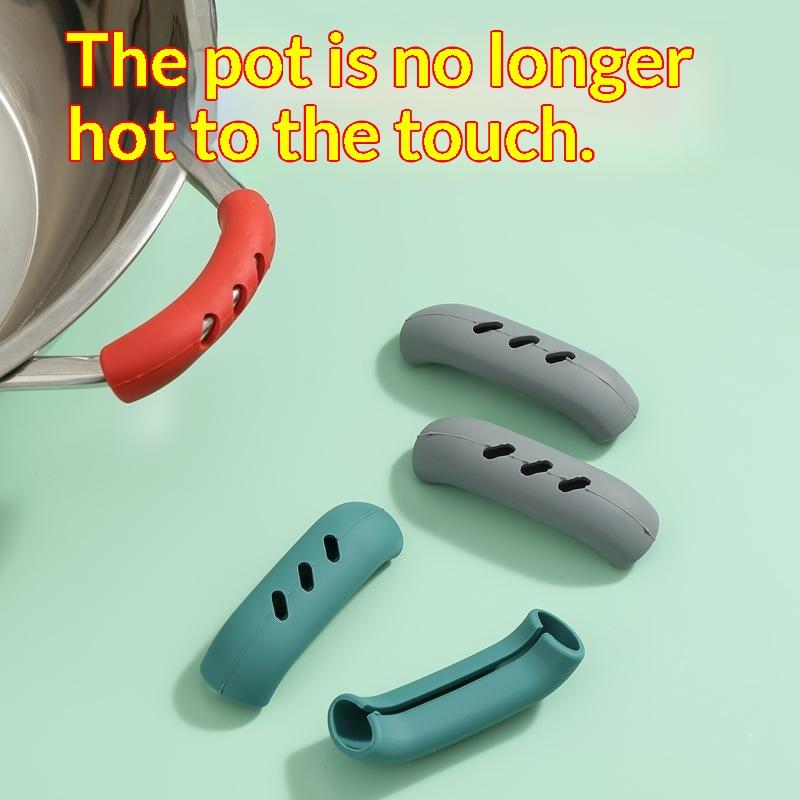 1 Pair Silicone Pot Handle Cover Heat Insulation Covers Pot Clip Anti Slip Steamer Casserole Pan Handle Holder Kitchen Tool