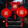 Flocking Cloth Chinese Lantern With Tassel Waterproof Traditional Lantern 3D Puzzle Red Color Spring Festival Lantern