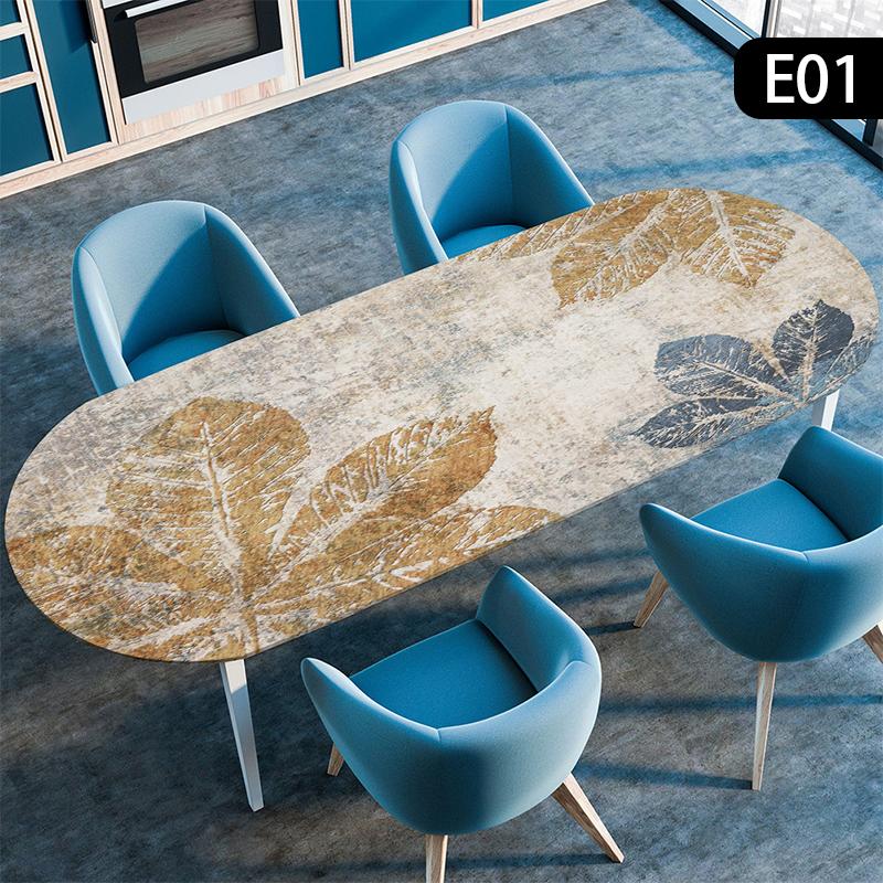 Oval Table Cover Oil-Proof Elastic Fitted Edge Dining Tablecloth Waterproof Outdoor Picnic Courtyard Coffee Tea Table Cloth