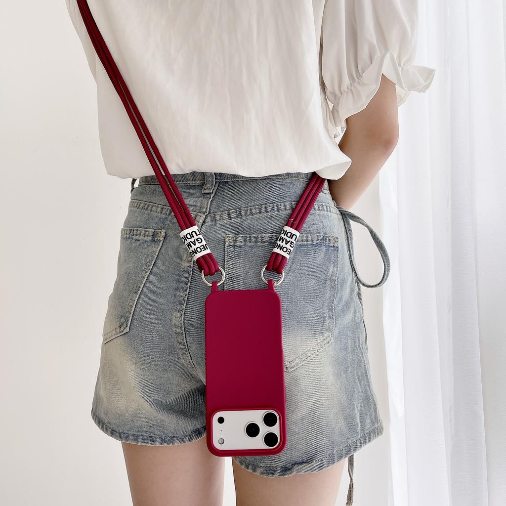 Crossbody Lanyard 2 Rope Liquid Silicone Case For iPhone 17 Air 17 16 15 14 13 12 11 Pro Max X XR Max 7 8 Plus Samsung S25 S24 23 Ultra Plus