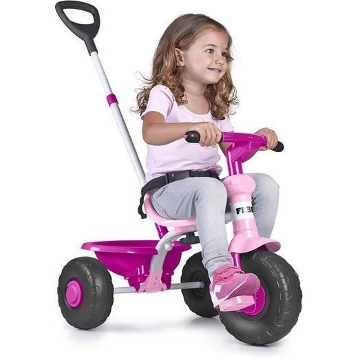 Tricycle évolutif en métal pour bébé - Rose - FEBER - Pédales amovibles