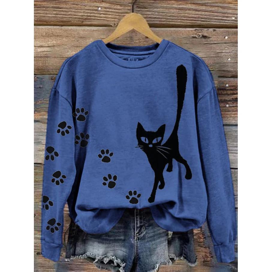 Lovely Cat Sweatshirts Women Fashion 3D Print O-Neck Hoodies Sweats Kawaii Pullovers Coat Long Sleeve Clothes Girls Clothing