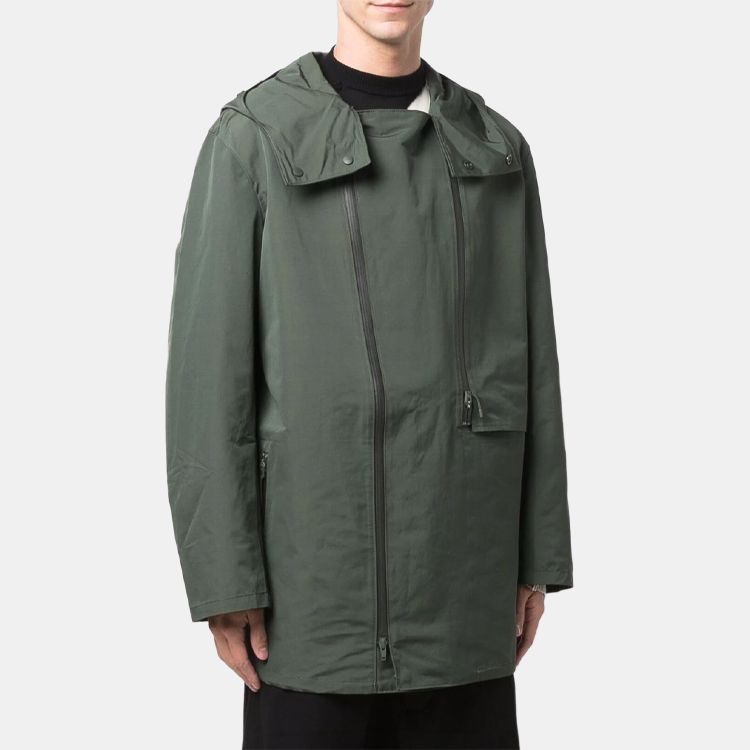 Y-3 Parka Coats Men's Green Hooded (Non-detachable) Moderate HB3400