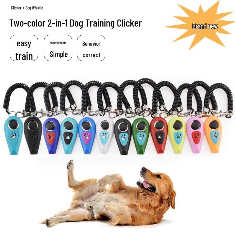 Zweifarbiger Haustiertraining-Clicker & Pfeife mit Lanyard