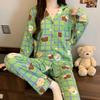 Imitation cotton ins style bow pajamas women's spring new fashion lazy long-sleeved loungewear two-piece set