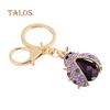 Women Cute Ladybug Shape Crystal Stone Keychain Keys Ring Chain Holder Bag Decor Suspension Trinket